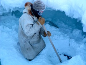 Gary reopening the water hole in -48 degree weather